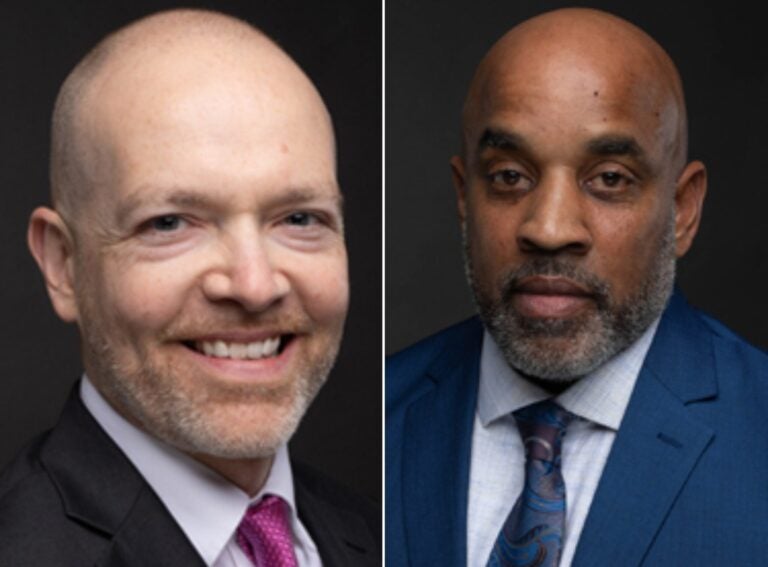 Councilman James Spadola (left) switched parties. Council President Trippi Congo is at right.