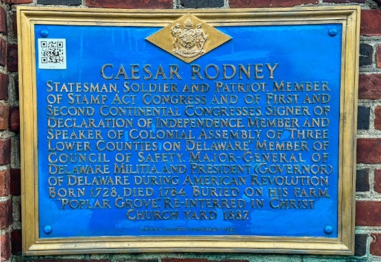 Ninguna de las placas conmemorativas en honor a Rodney en Delaware