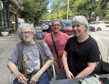 mt-airy-community-bp-070926 Pierre Trombert, Laurance Rosenzweig and Miriam Peskowitz all enjoy spending time