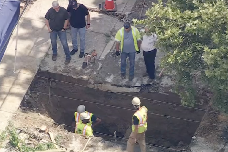 Philadelphia police said they are excavating a pipe
