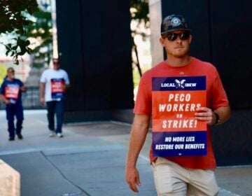 peco-workers-strike-kp-070426 Striking PECO workers picket outside the company headquarters