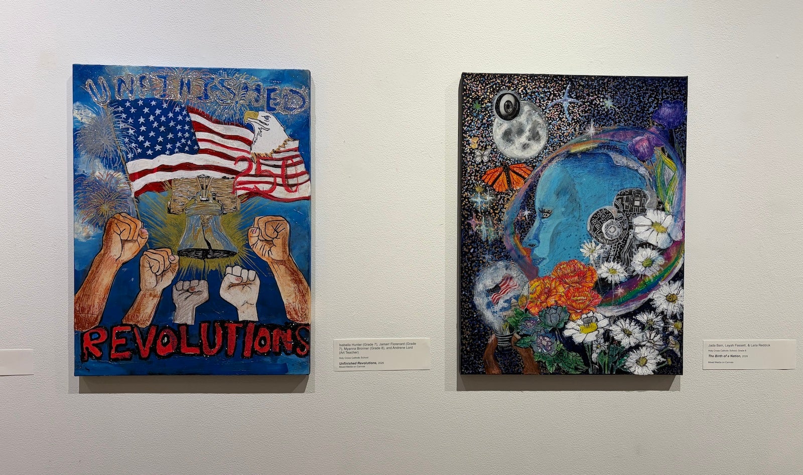 ''Unfinished Revolutions'' (left) and ''Birth of a Nation'' at the ''Fresh Perspectives'' exhibition at the Pennsylvania Academy of the Fine Arts.