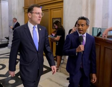 Congress Kean Rep. Tom Kean Jr. being asked a question by a reporter as he walks in the U.S. Capitol building.