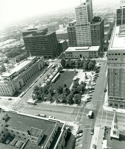 Old aerial photo of Rodney Square.