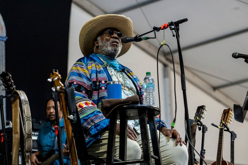 Taj Mahal performs during the first weekend of the New Orleans Jazz & Heritage Festival