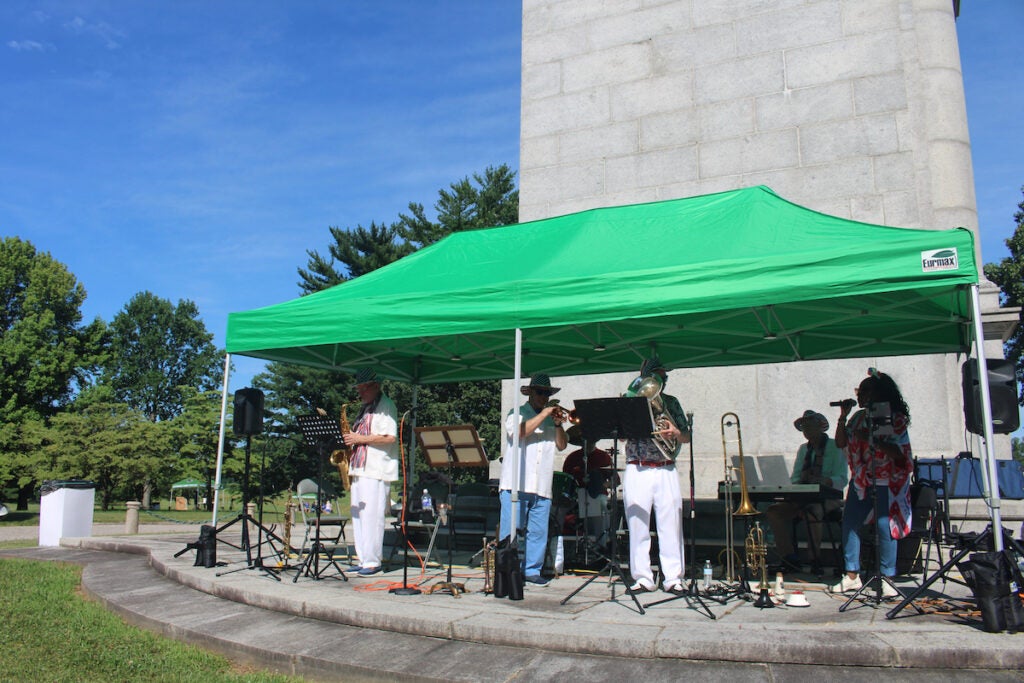 Band performing under tent at Valley Forge National Historical Park