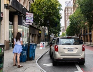 A user of the loading zone at 11th and Chestnut streets in Philadelphia