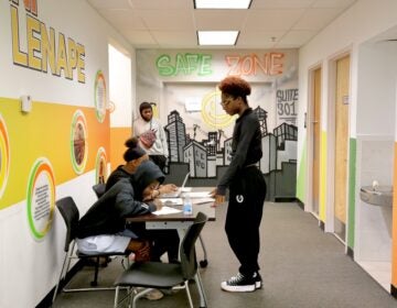 2026 07 29-e lee-trenton nj mercer county restorative justice hub-street team Junior Street Team members gather in a hallway at the Mercer County Restorative Justice Hub