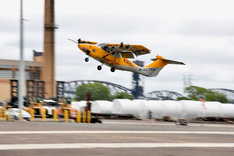 An Electra prototype airplane taking off