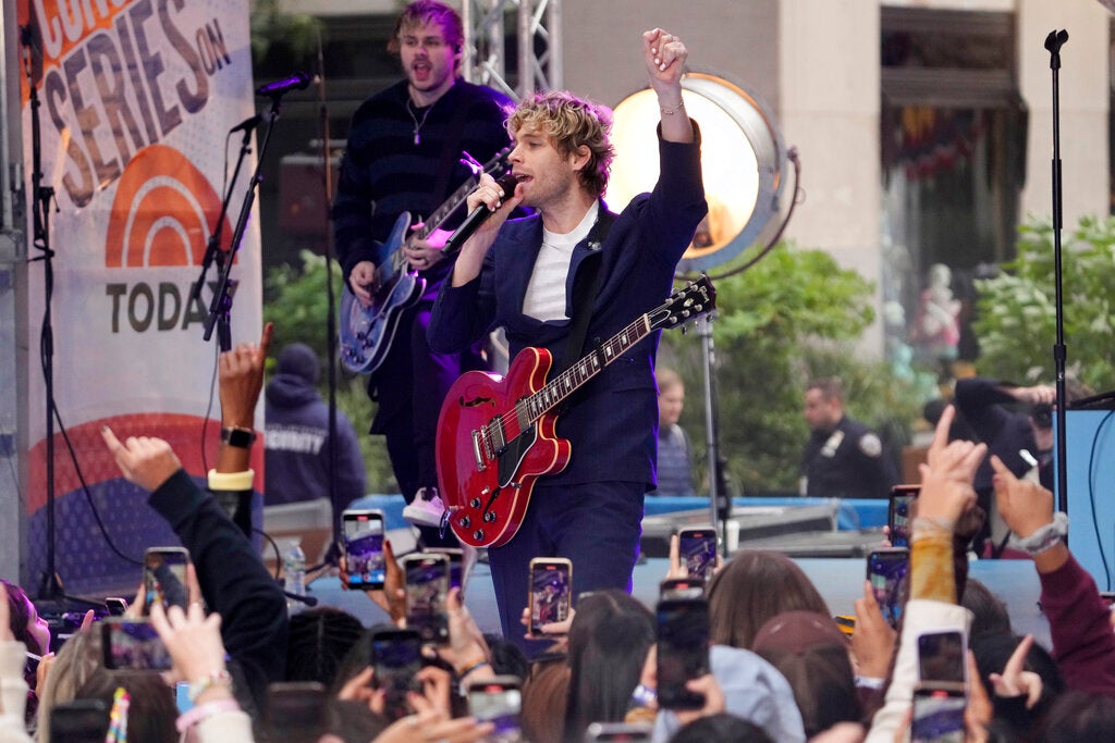 Luke Hemmings from the band 5 Seconds of Summer performs on NBC's Today show