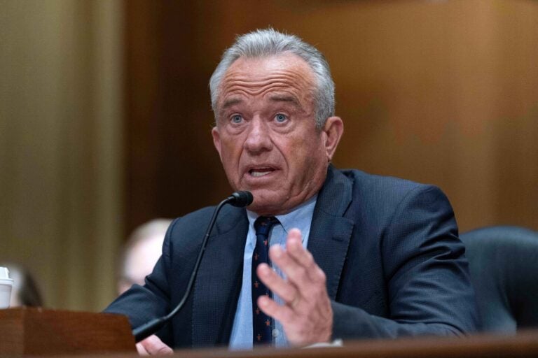 Health and Human Services Secretary Robert F. Kennedy Jr. testifies before the Senate Committee on Finance hearing on Capitol Hill, Wednesday, April 22, 2026, in Washington. (AP Photo/Jose Luis Magana)