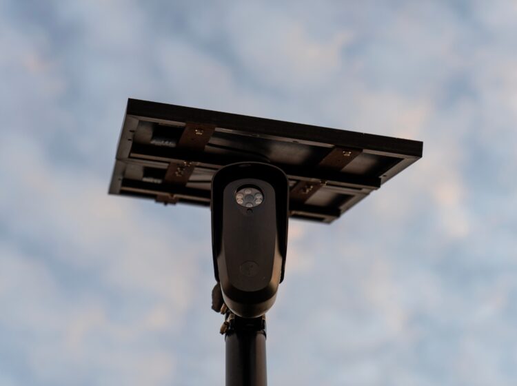 A Flock Safety license plate reader is seen along a public road, Oct. 16, 2025, in Houston. (AP Photo/David Goldman, File)
