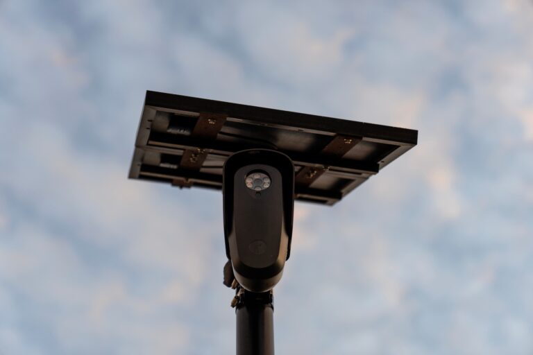 A Flock Safety license plate reader is seen along a public road, Oct. 16, 2025, in Houston. (AP Photo/David Goldman, File)