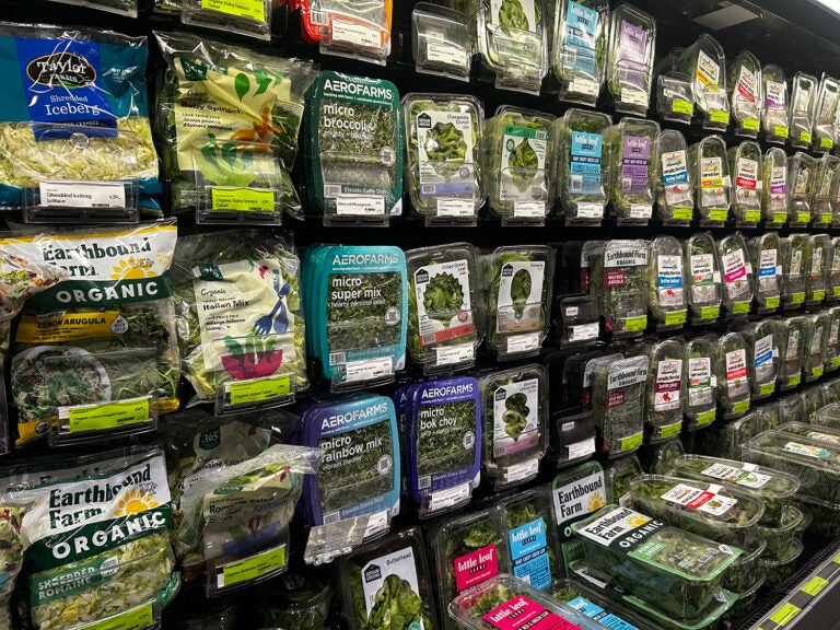 Boxed and bagged produce sits on store shelves