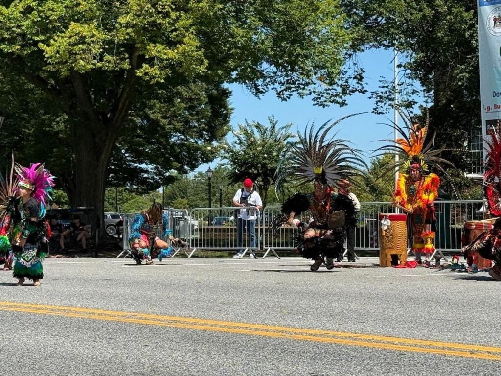 Aztec dance group performing at festival