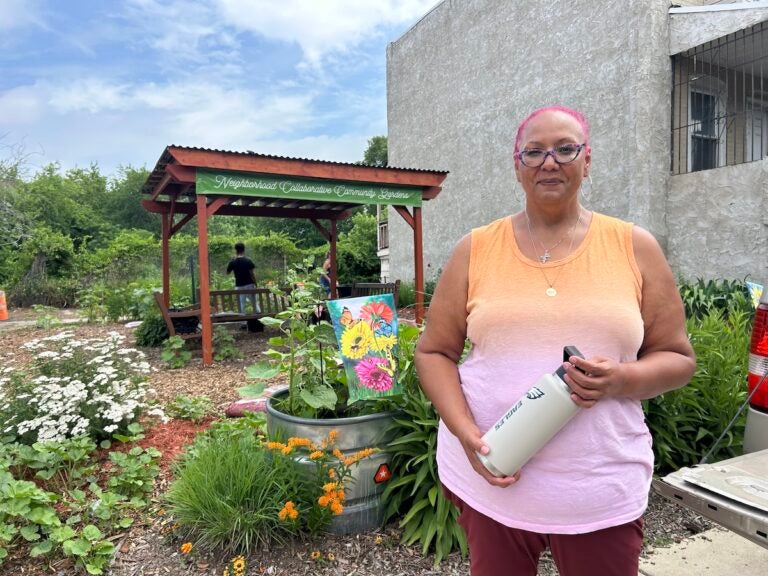 Jacqueline M. Santiago-Vicente standing in the Byron Street community garden