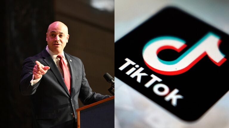 side-by-side photos of Dave Sunday and the TikTok app