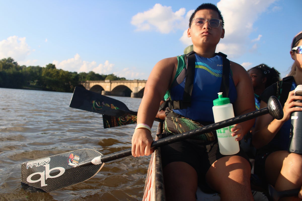 Discovery Pathways Youth Dragon Boat team at a practice