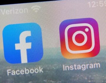 A view of the mobile phone app logos for, from left, Facebook and Instagram