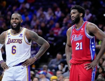 James Impact Basketball Los Angeles Lakers' LeBron James and Philadelphia 76ers' Joel Embiid play