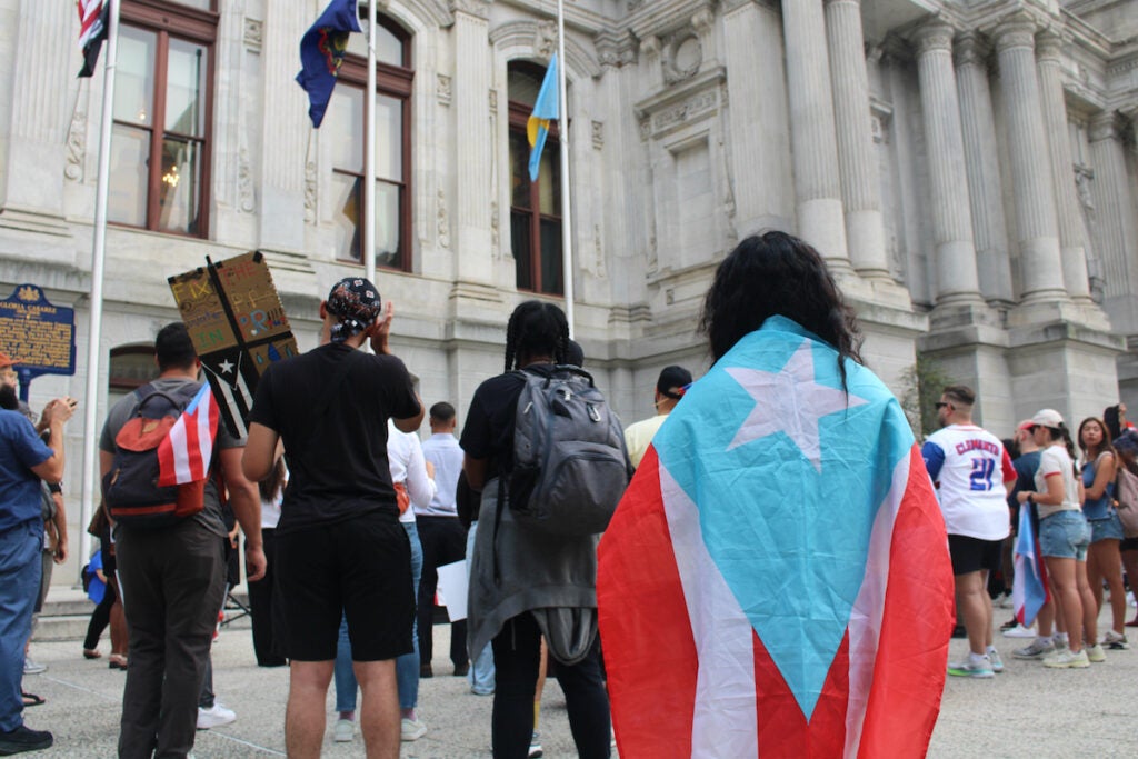 Dozens of people gathered at Philadelphia City Hall