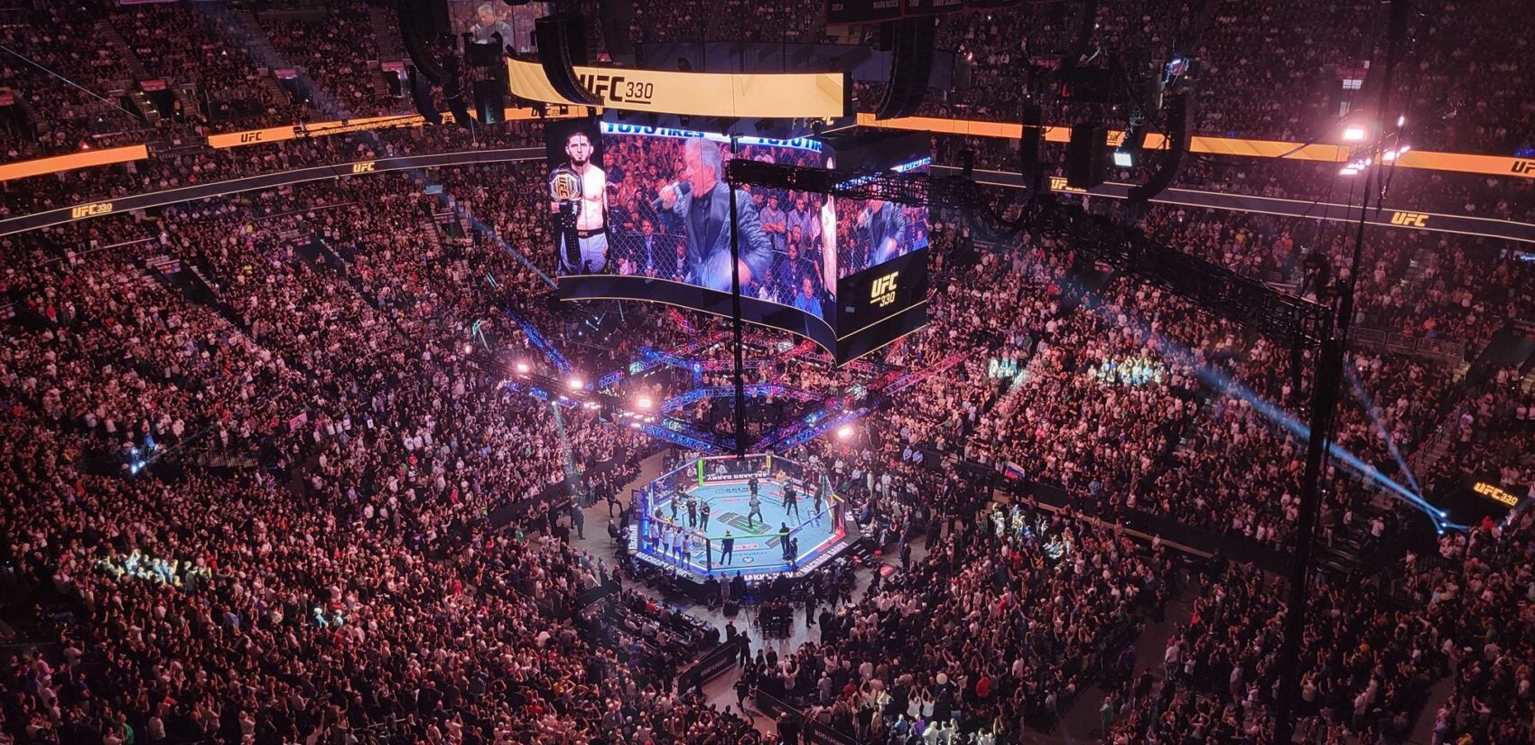 the crowd inside Xfinity Mobile Arena for UFC 330
