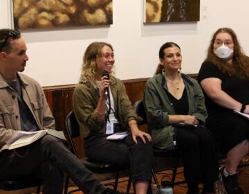 camden-emr-whyy-margin-event-2026-09-10-cs-3 Bryce Cracknell, Sophia Schmidt, Katrina Janco and Kimberly Paynter sitting