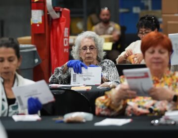 Election workers sort vote-by-mail ballots