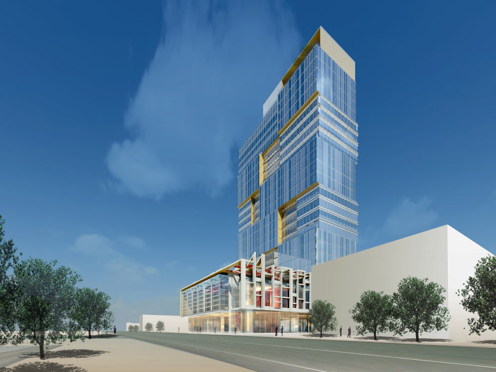 Another view of the proposed tower. Rendering courtesy PCDC