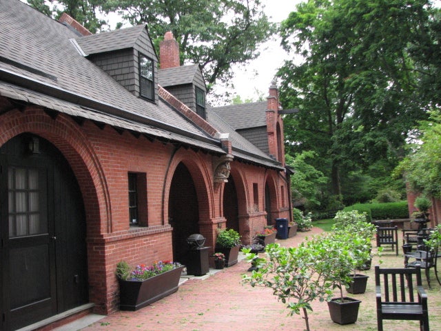 A courtyard is shared by the condominiums.