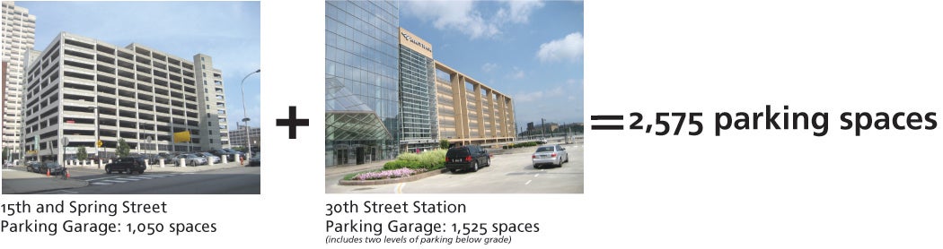 Comparative analysis of parking massing to show what more than 2,500 spaces look like / Praxis casino site plan review Aug. 2008