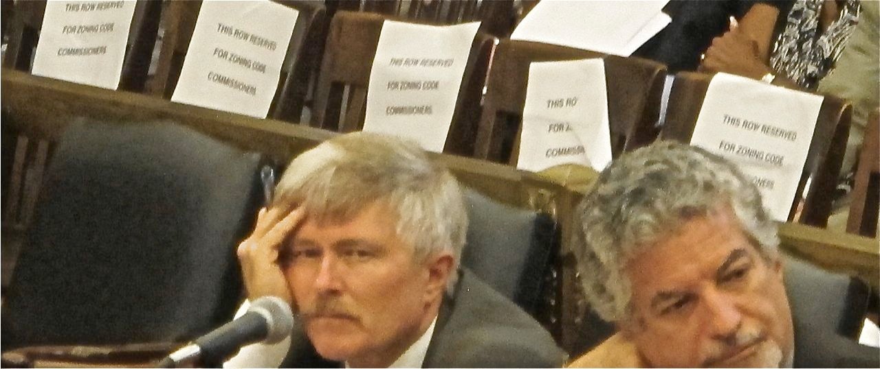 Don Elliott and Alan Greenberger at council hearing