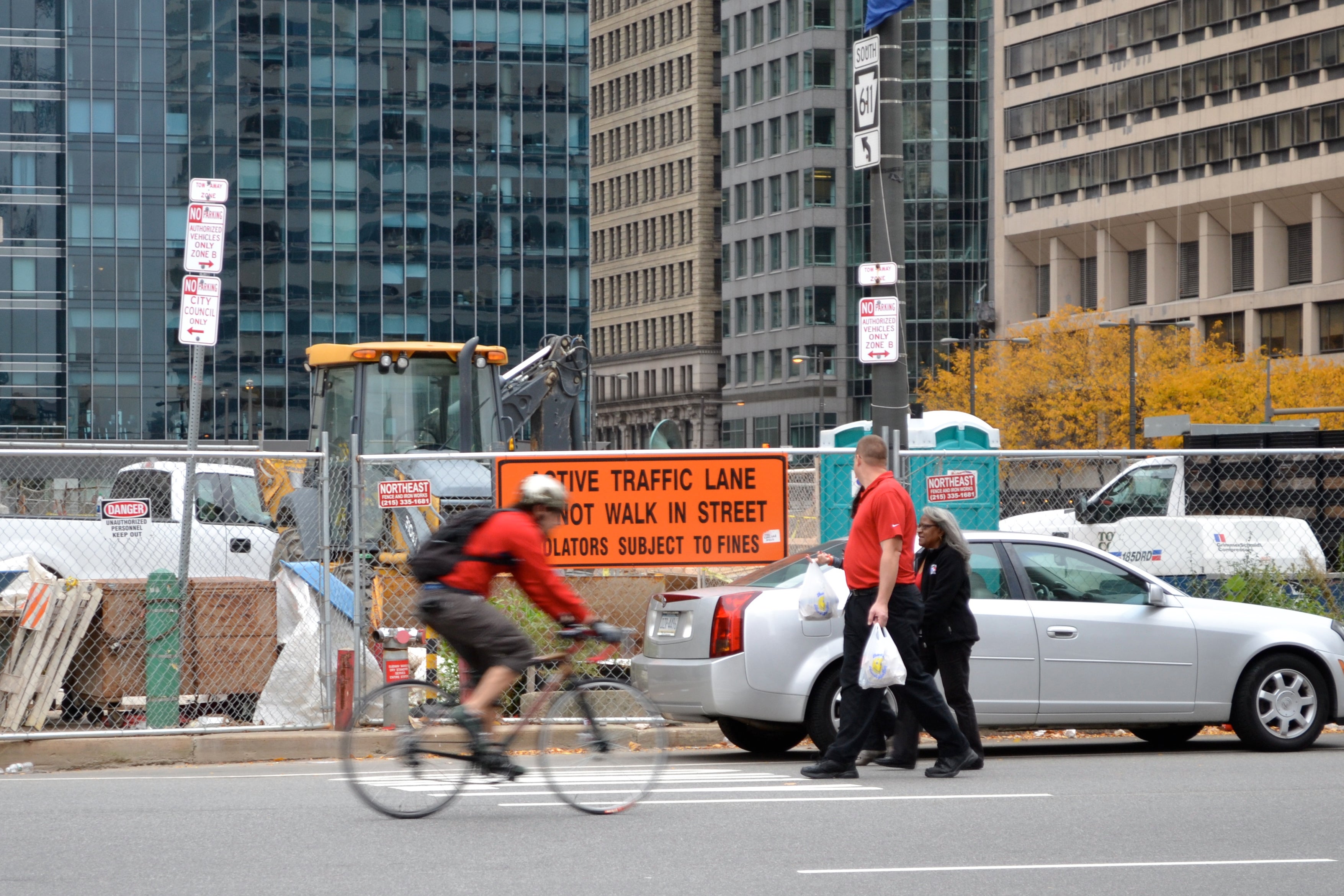 Pedestrians still walk in the street along barriers, but MOTU's Andrew Stober said fewer and fewer people are doing this