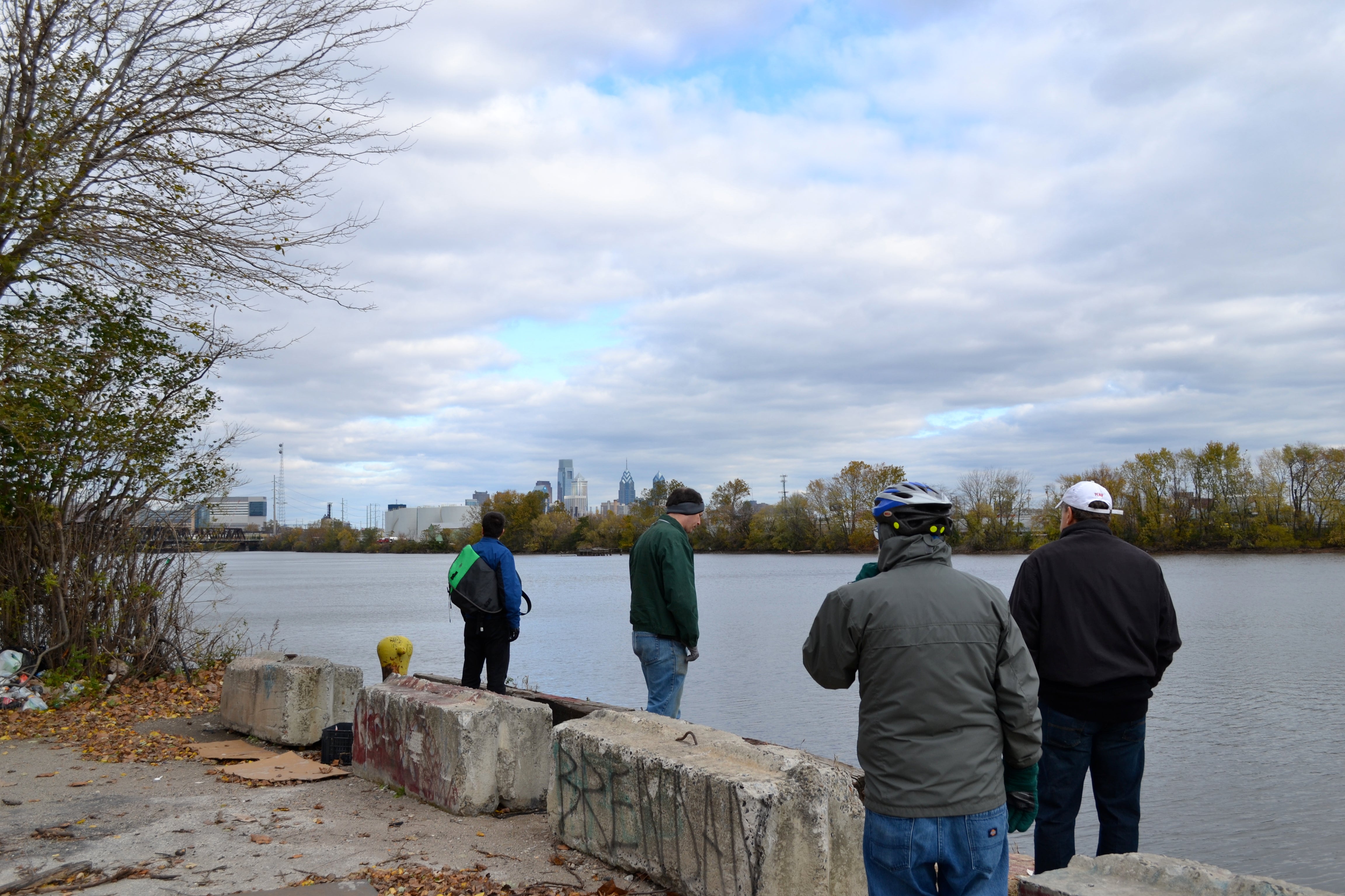 Tour attendees viewed the Center City skyline from the southern half of Bartram's Mile