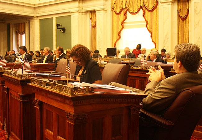 Councilman Bill Green talks to a panel of developers