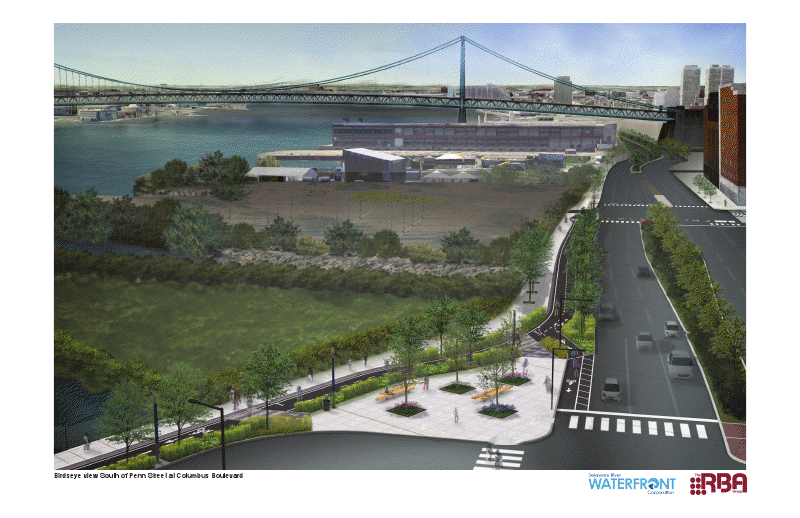 RBA rendering, birdseye view of Penn Street Trail