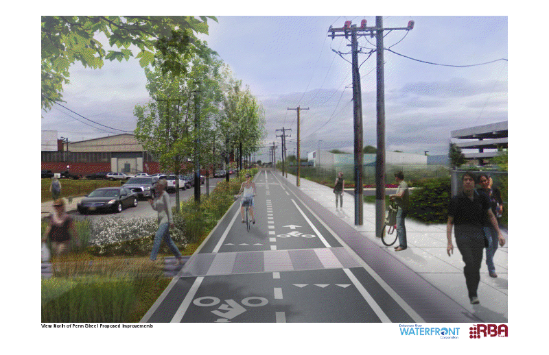 RBA rendering of Penn Street Trail, looking north