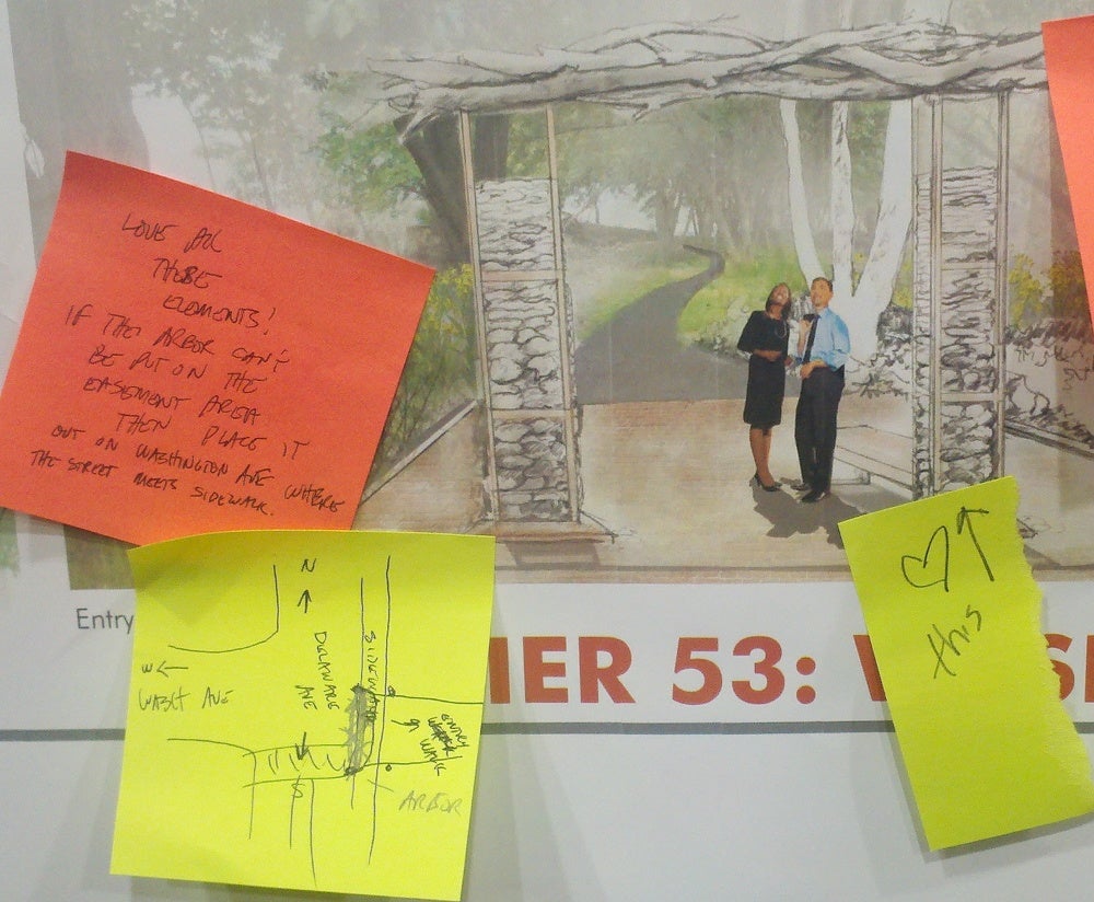 Meeting participants posted their thoughts on this arbor idea