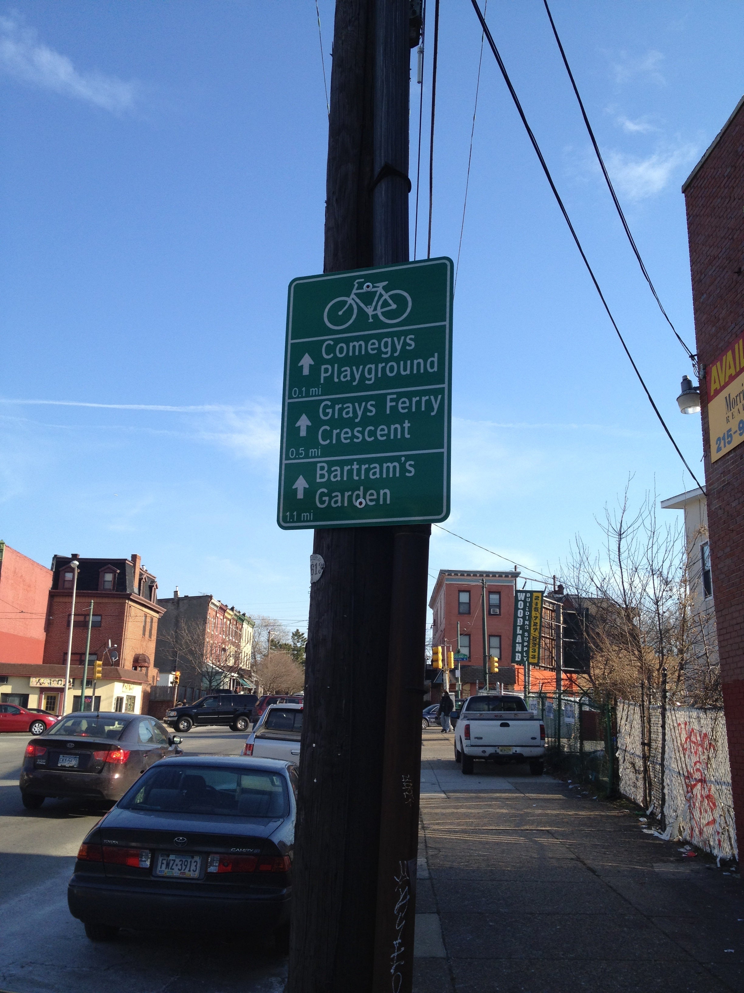 A wayfinding sign in West Philadelphia.