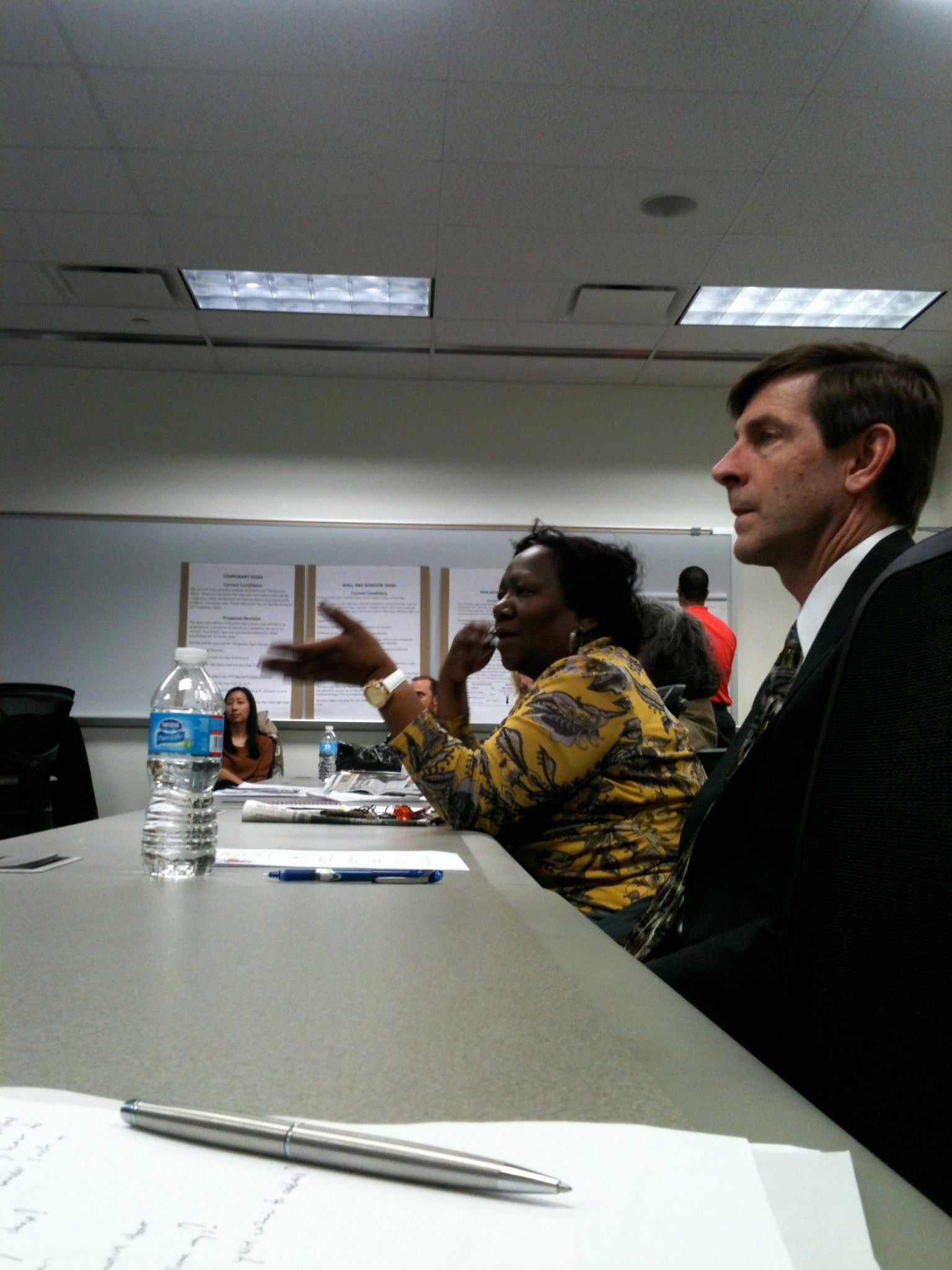 Community members talk about sign-controls with the Planning Commission at an open meeting in North Philadelphia