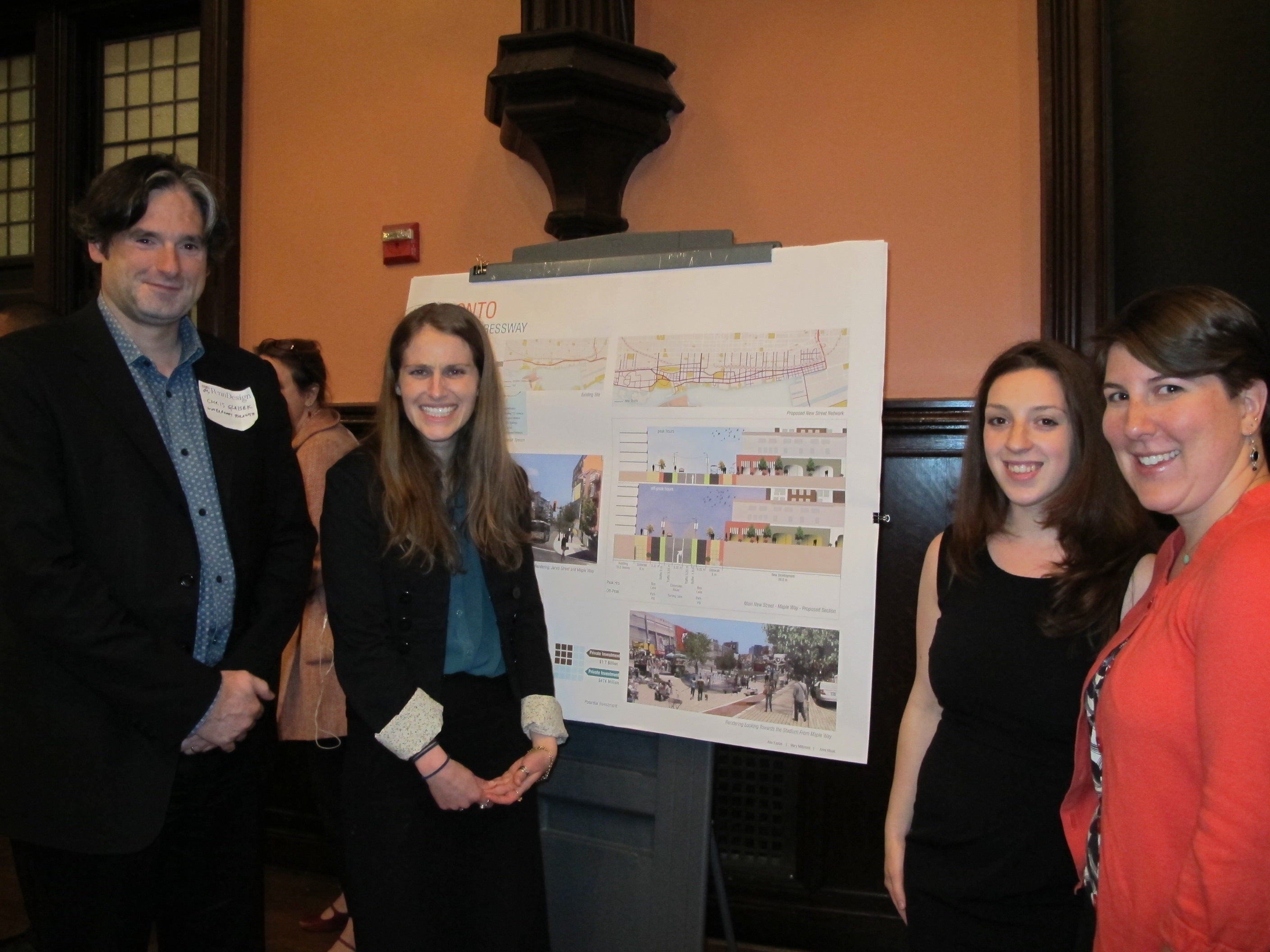 Toronto team: Waterfront Toronto VP Chris Glaisek  and students Alexandra Kaplan, Anne Misak and Mary Miltimore