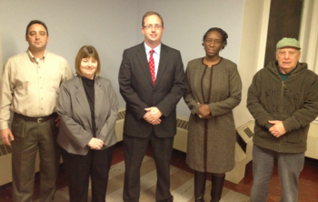 Northwood Civic Association (L to R) President Joe Krause, member Gina Panchella, Vice President Frank Bennett, member Renee Hudson and member Lou Kubik consider forming a town watch. Photo/Christophe