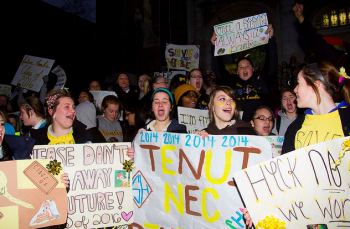 St. Hubert's students rallied outside the school in January a week after being told their school could close. Photo/Michelle Alton