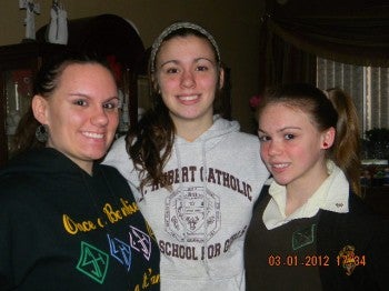 St. Hubert's grad Rachael Fleming (L) with sisters Rebecca, a junior; and Elizabeth (R), a freshman.