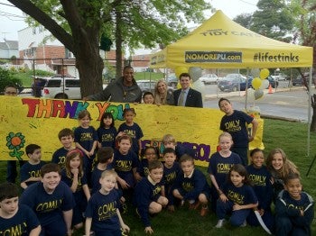 Comly Elementary School students got a peek at their new outdoor classroom Thursday. Photo/Office of Rep. Brendan Boyle