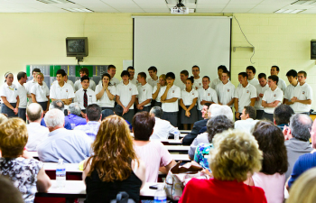 Students competing in Archbishop Ryan's container design project, led by Sister Alice Hess. Photo/Michelle Alton