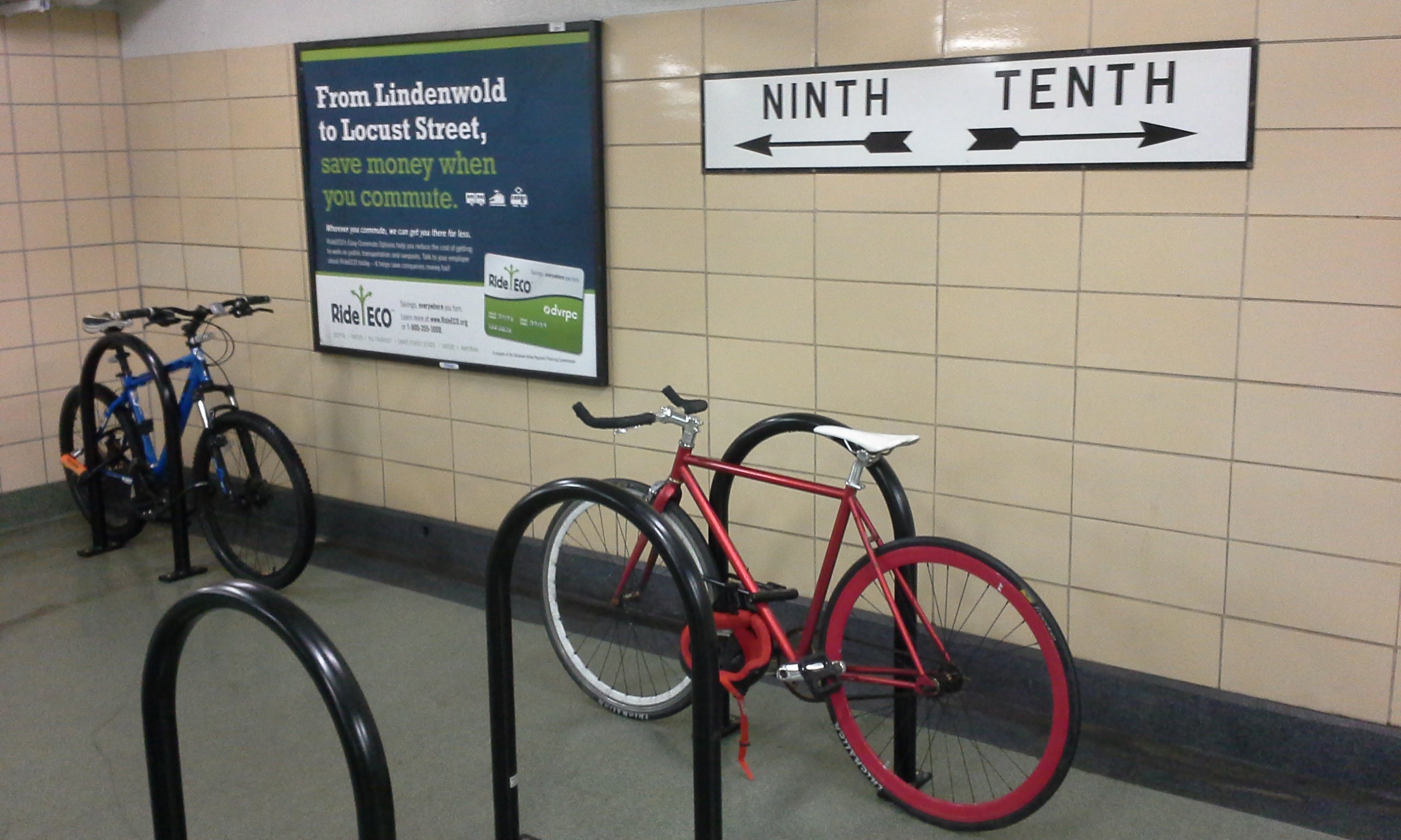 9th/10th & Locust PATCO Station Bike Racks/Photo Credit: Bennet Cornelius, PATCO