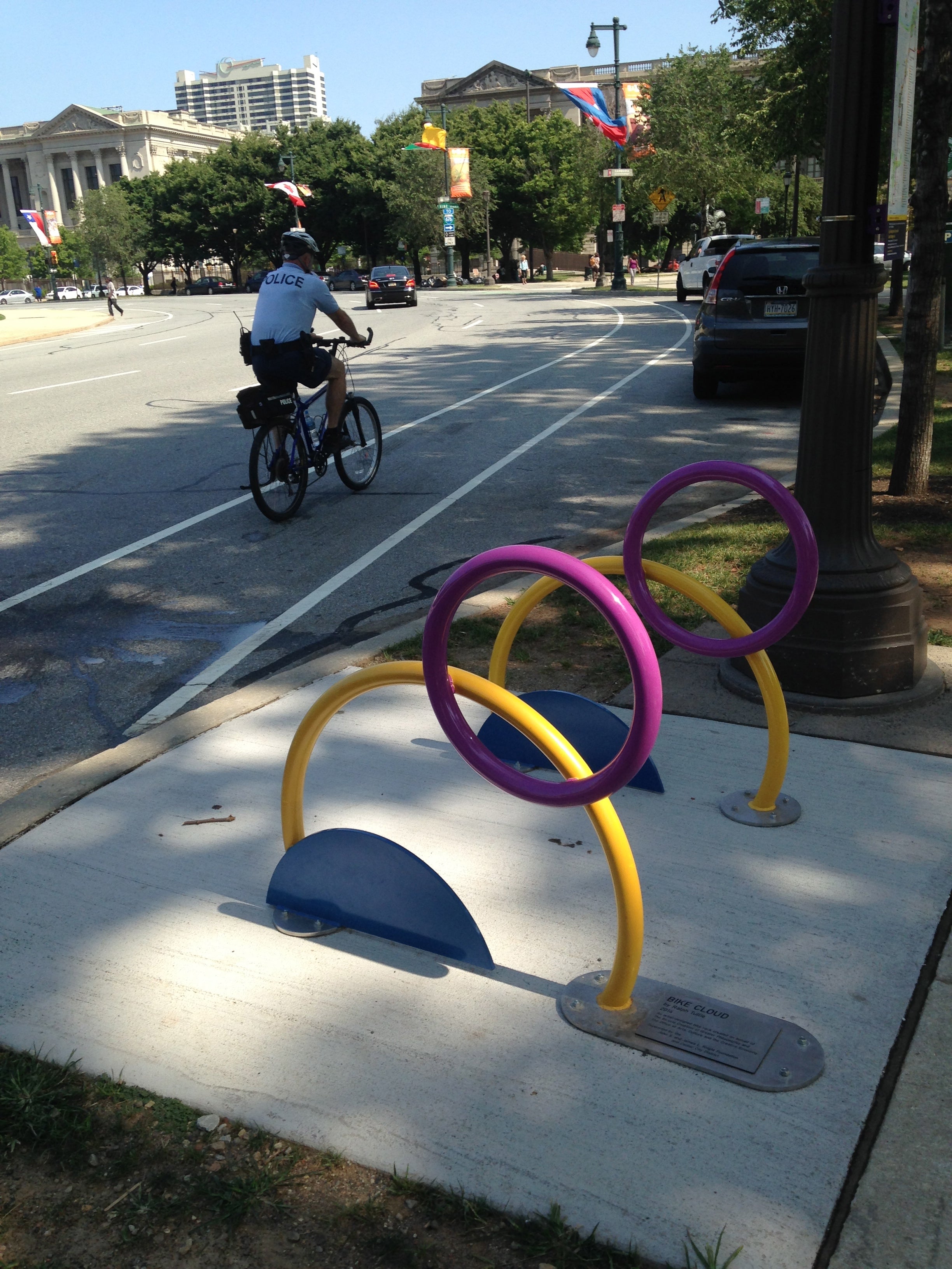 'Bike Cloud' bike rack by the Parkway's bike lane