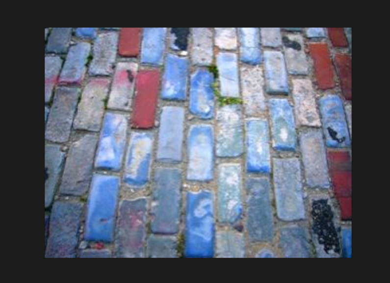 Blue glazed bricks on Waverly Street