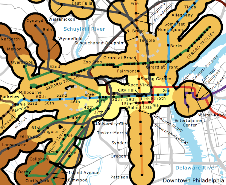 Downtown Philadelphia transportation costs